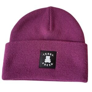 Teddy Fresh Heavy Gauge Beanie Purple Logo Patch‎